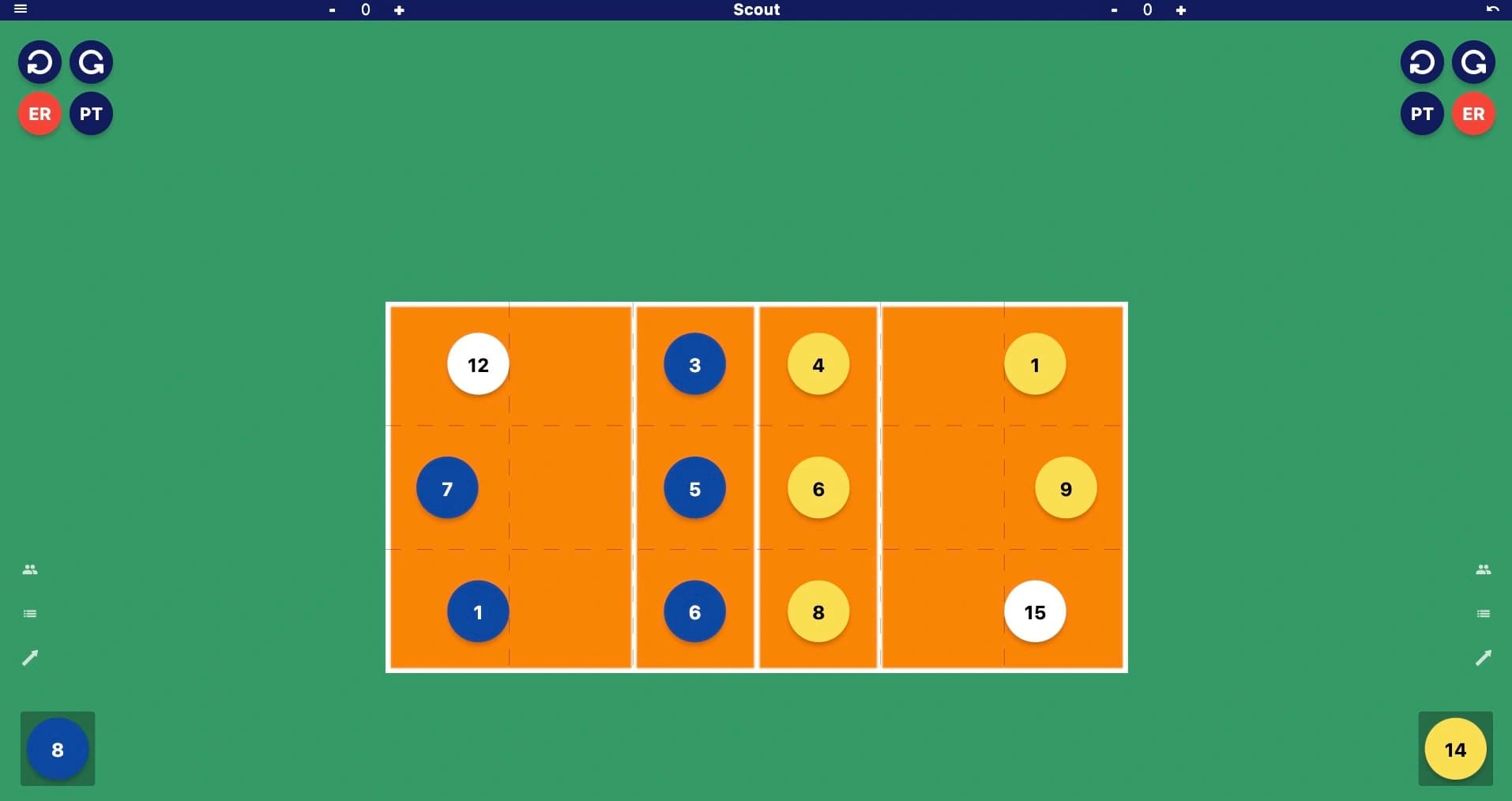 Screenshot of Volleyball Scout Video App while scouting action